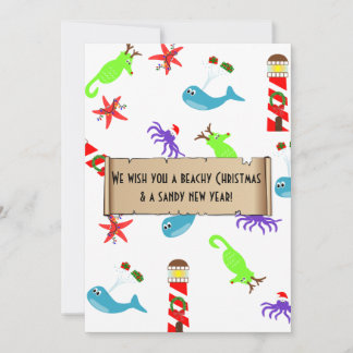 Weihnachten am Strand und Sandy New Year Sea Creat