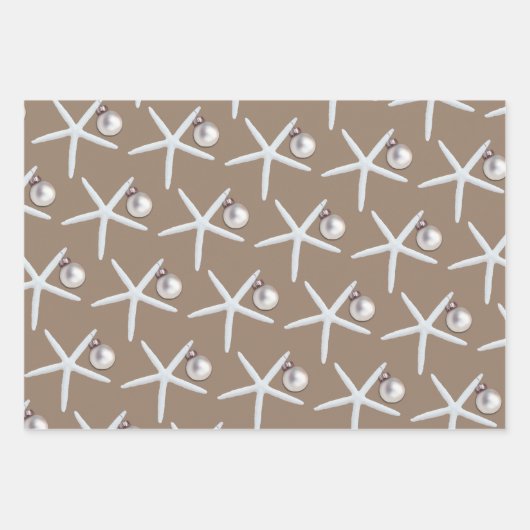 Weihnachten am Strand von Starfish und Ornament Geschenkpapier Set (Vorderseite)