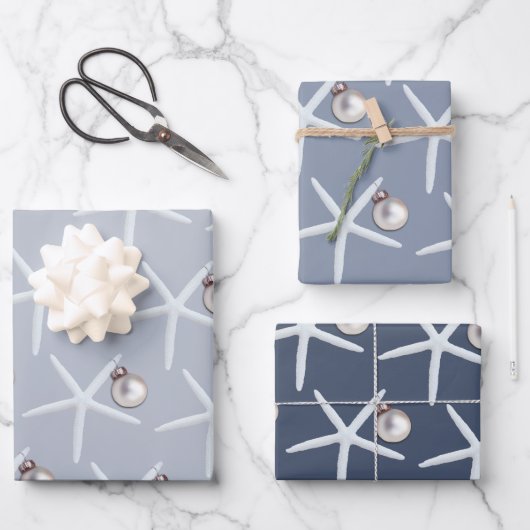 Weihnachten am Strand von Starfish und Ornament Geschenkpapier Set (Vorderseite)