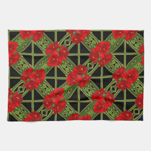 Weihnachten Amaryllis auf Black Kitchen Handtuch