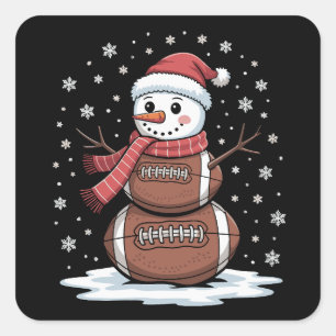 Weihnachten American Football Schneemann Xmas Spor Quadratischer Aufkleber