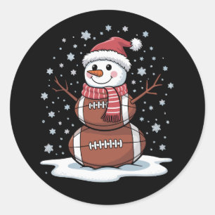 Weihnachten American Football Schneemann Xmas Spor Runder Aufkleber