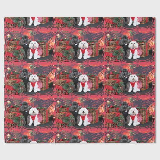 Weihnachten - Amiche Pudel - Tinkerbell maltesisch Geschenkpapier (Flach)