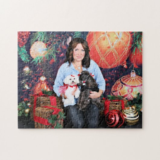 Weihnachten - Amiche Pudel - Tinkerbell maltesisch Puzzle (Horizontal)