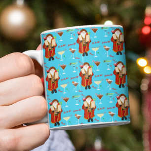 Weihnachten, an dem Santa die alkoholischen Geträn Kaffeetasse