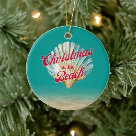 Weihnachten an der Küste am Strand Sand und Seashe Keramik Ornament