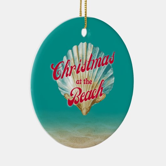 Weihnachten an der Küste am Strand Sand und Seashe Keramik Ornament (Rechts)