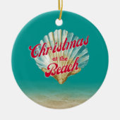 Weihnachten an der Küste am Strand Sand und Seashe Keramik Ornament (Vorne)