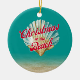 Weihnachten an der Küste am Strand Sand und Seashe Keramik Ornament