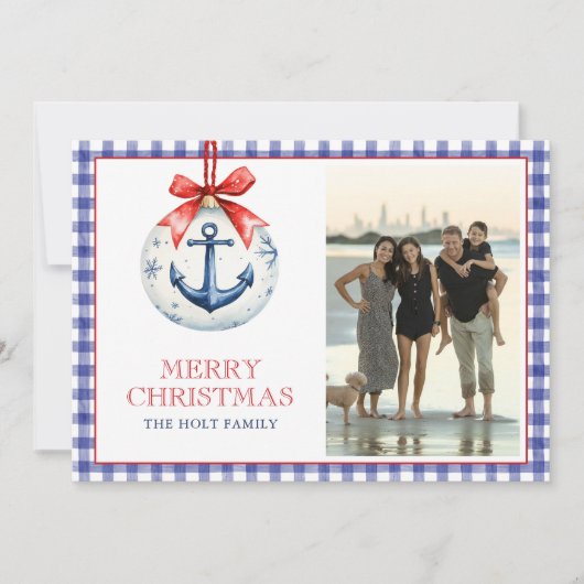 Weihnachten an der Küste Anchor Ornament Gingham F (Vorderseite)