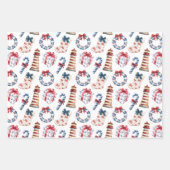 Weihnachten an der Küste Blau und Rot Nautik Geschenkpapier Set (Vorderseite 2)