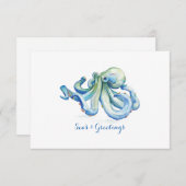 Weihnachten an der Küste Blauer Oktopus Wasserfarb (Vorne/Hinten)