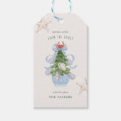 Weihnachten an der Küste Blue Bow Chinoiserie Geschenkanhänger (Vorderseite)