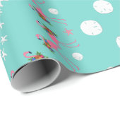 Weihnachten an der Küste Flamingo an der Küste Geschenkpapier (Rolleneckpunkt)