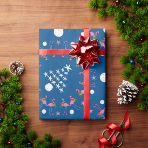 Weihnachten an der Küste Flamingo in Seashells Nav Geschenkpapier