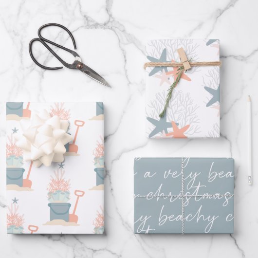Weihnachten an der Küste Geschenkpapier Set (Vorderseite)