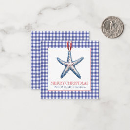 Weihnachten an der Küste Gingham Starfish Ornament Mitteilungskarte