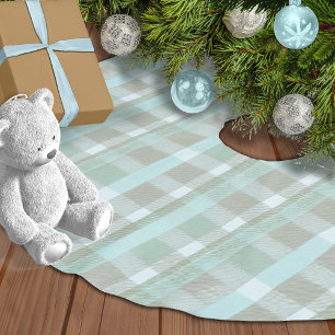 Weihnachten an der Küste Kariertes Muster#2 ID1009 Polyester Weihnachtsbaumdecke