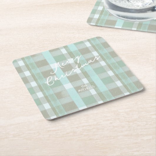 Weihnachten an der Küste Kariertes Muster#2 ID1009 Rechteckiger Pappuntersetzer (angewinkelt)