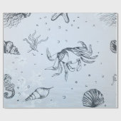Weihnachten an der Küste Lebewesen Blau Geschenkpapier (Flach)