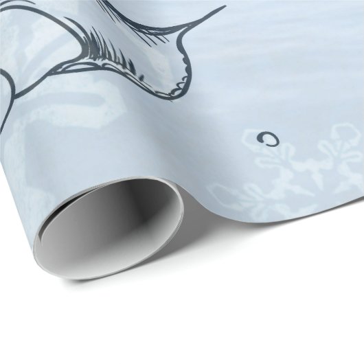 Weihnachten an der Küste Lebewesen Blau Geschenkpapier (Rolleneckpunkt)