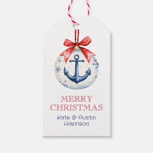Weihnachten an der Küste Nautical Anchor Ornament Geschenkanhänger (Vorderseite)