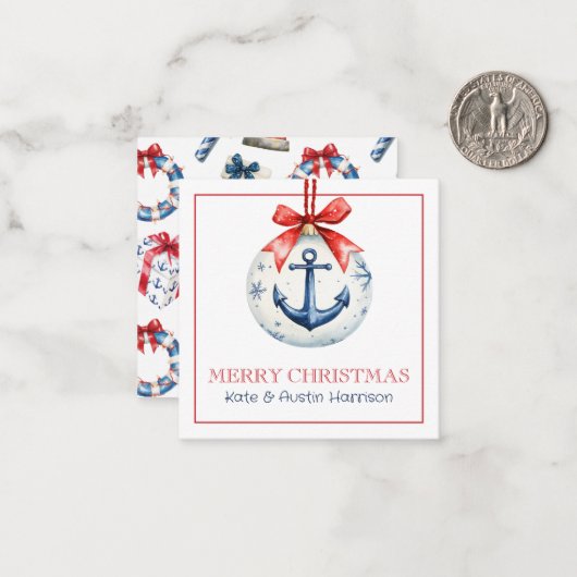 Weihnachten an der Küste Nautical Anchor Ornament Mitteilungskarte (Vorderseite/Rückseite Beispiel)