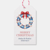 Weihnachten an der Küste Nautical Bow Life Preserv Geschenkanhänger (Vorderseite)