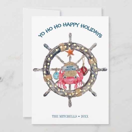 Weihnachten an der Küste | Nautical Captain Wheel  (Vorderseite)