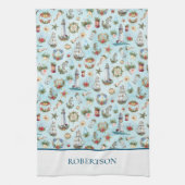 Weihnachten an der Küste Nautical Personalisiert Geschirrtuch (Vertikal)