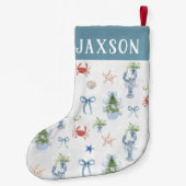 Weihnachten an der Küste Nautical Personalisiert Kleiner Weihnachtsstrumpf (Rückseite)