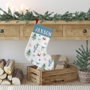 Weihnachten an der Küste Nautical Personalisiert Kleiner Weihnachtsstrumpf