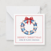 Weihnachten an der Küste Schöner Bow Lights Wreath Mitteilungskarte (Vorderseite)