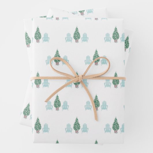 Weihnachten an der Küste Seashell Tree Adirondack Geschenkpapier Set (Beispiel)