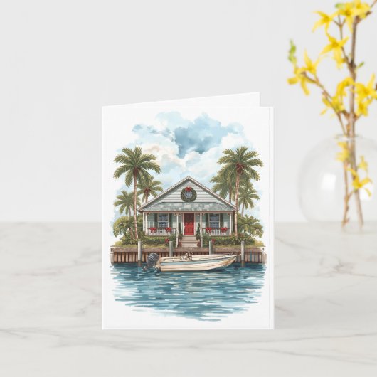 Weihnachten an der Küste - Tropische Grußkarte Karte (Gelbe Blume)