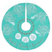 Weihnachten an der Küste Unter dem Meereskorallen Polyester Weihnachtsbaumdecke (Vorderseite)