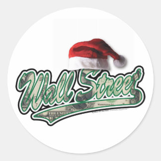 Weihnachten an der Wall Street mit Weihnachtsmannm Runder Aufkleber