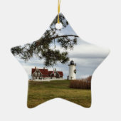 Weihnachten an Nobska Leuchtturm-Cape Keramik Ornament (Vorne)
