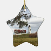 Weihnachten an Nobska Leuchtturm-Cape Keramik Ornament (Links)