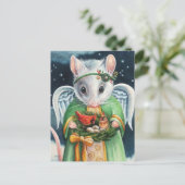 Weihnachten - Angel Maus & Kardinal Postkarte (Stehend Vorderseite)