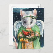 Weihnachten - Angel Maus & Kardinal Postkarte (Vorne/Hinten)
