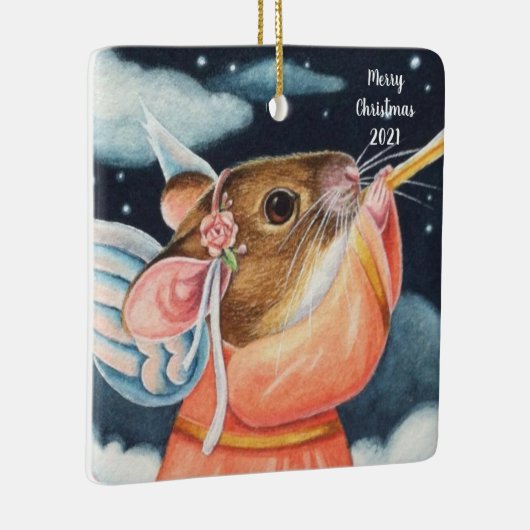 Weihnachten Angel Maus und Trumpf Wasserfarben Kun Keramikornament (Rechts)