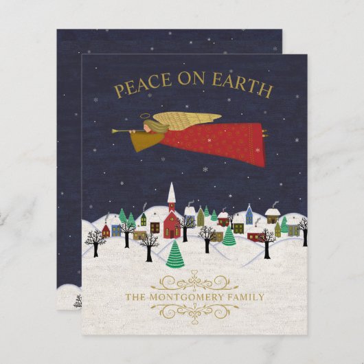 Weihnachten Angel Stadt Volkskunst Weihnachtskarte (Vorne/Hinten)