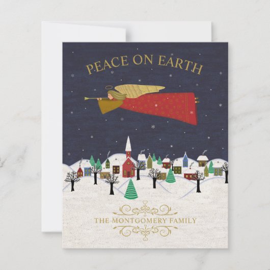 Weihnachten Angel Stadt Volkskunst Weihnachtskarte (Vorderseite)