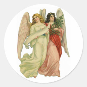 Weihnachten, antiker Viktorianischer Engel Die sch Runder Aufkleber