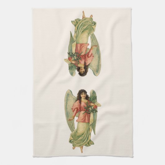 Weihnachten, antiker Viktorianischer Engel Geschirrtuch (Vertikal)