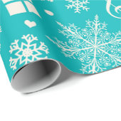 Weihnachten Aquamarin Feiertage Themenmuster Geschenkpapier (Rolleneckpunkt)