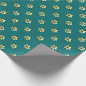 Weihnachten Aquamarin & Gold Daisy Geschenkpapier (Ecke)