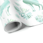 Weihnachten Aquamarine Metallische Schneeflocken u Geschenkpapier (Rolleneckpunkt)