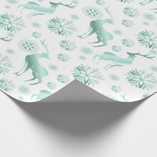 Weihnachten Aquamarine Metallische Schneeflocken u Geschenkpapier (Ecke)